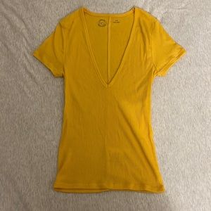 Urban Outfitters Yellow V-Neck T-Shirt